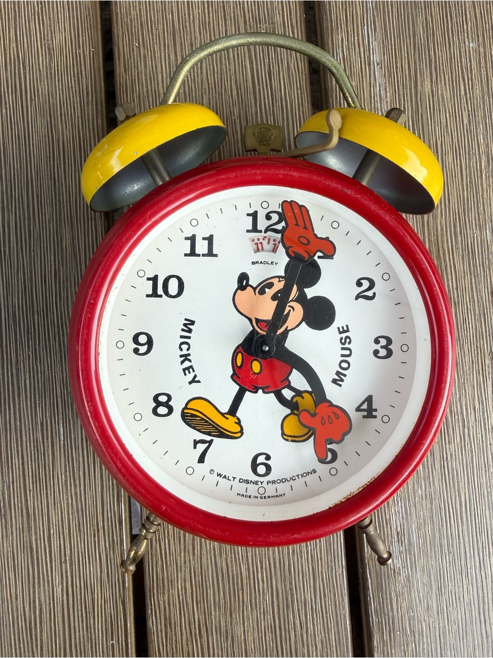 Vintage 1970s Bradley Mickey Mouse Twin Bell Alarm Clock Germany Works